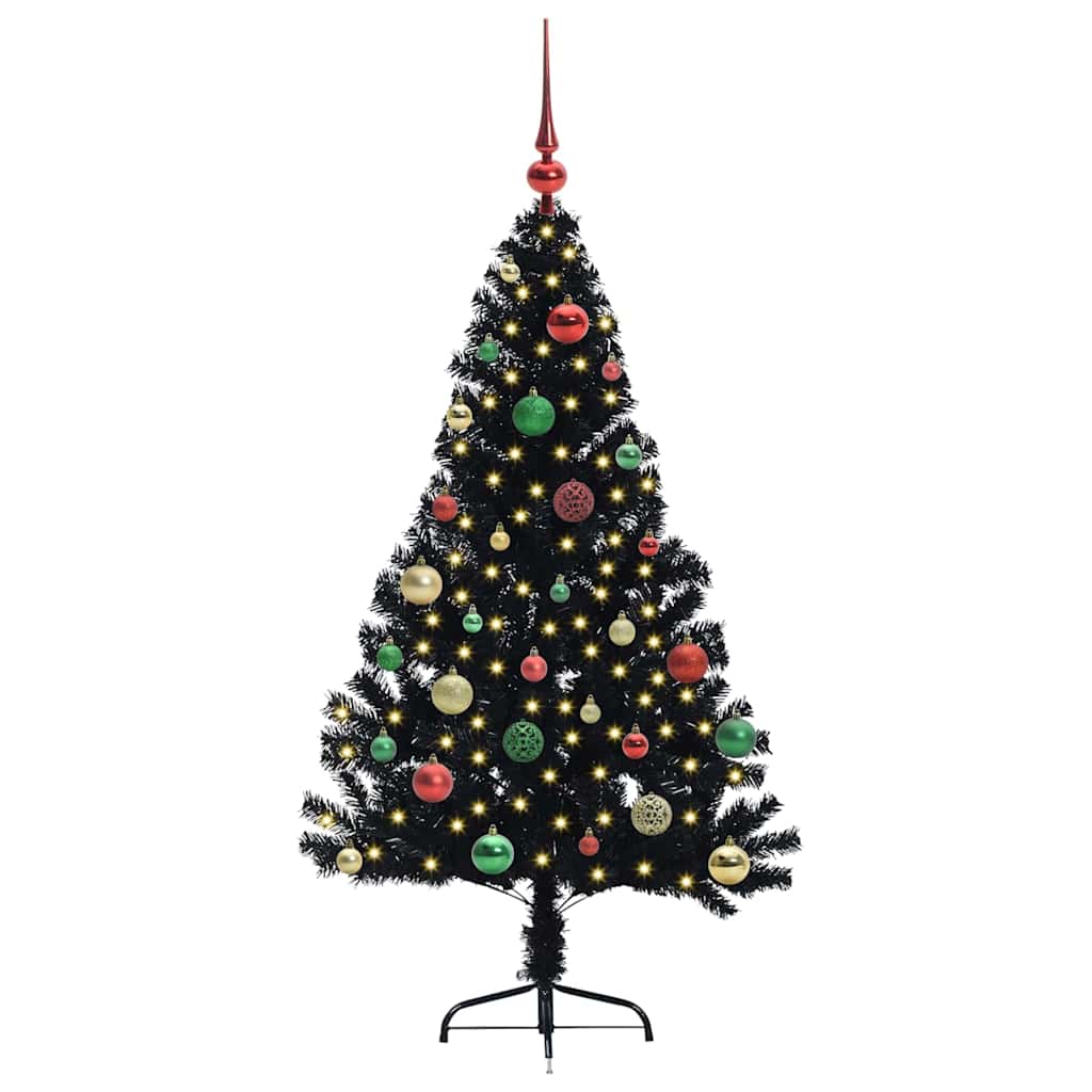 VidaXL sapin de Noël artificiel illuminé avec 150 LED noir 150 cm PVC