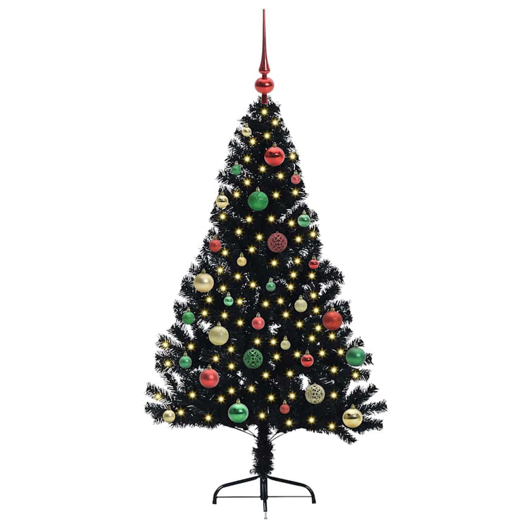 VidaXL sapin de Noël artificiel illuminé avec 150 LED noir 150 cm PVC