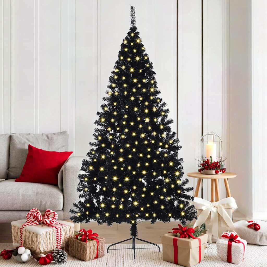 Vidaxx sapin de Noël artificiel illuminé avec 300 LED noir 180 cm PVC