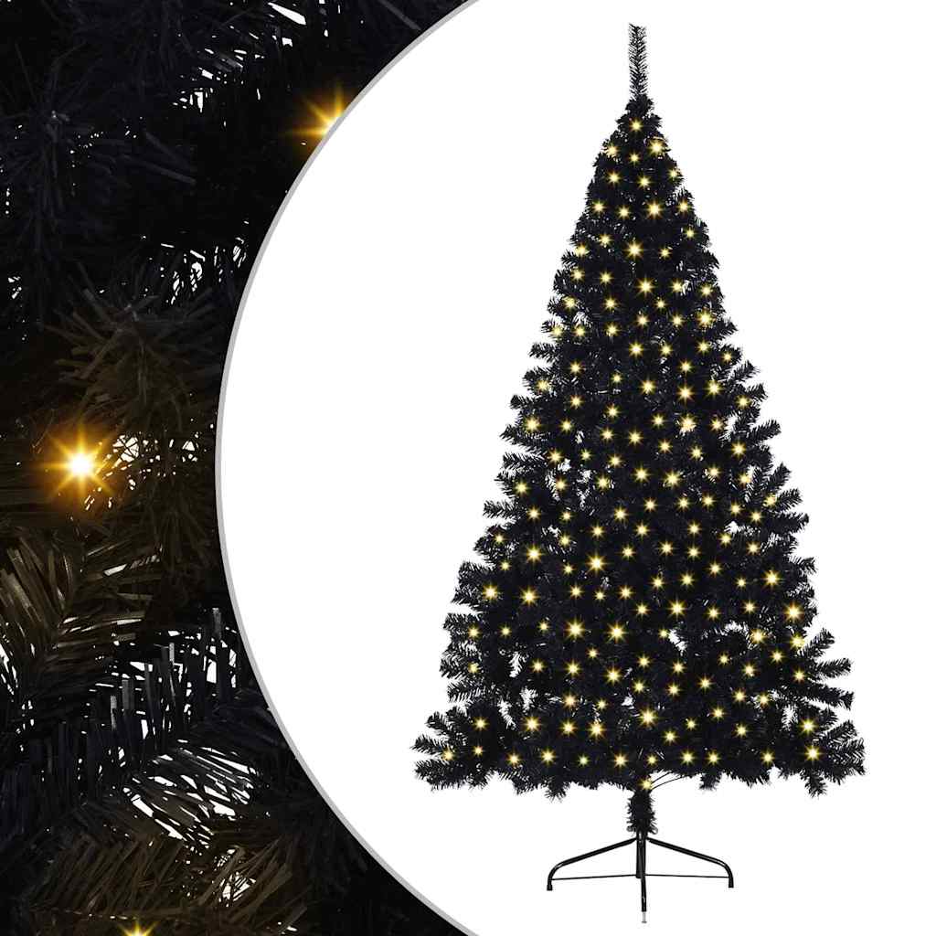Vidaxx sapin de Noël artificiel illuminé avec 300 LED noir 180 cm PVC
