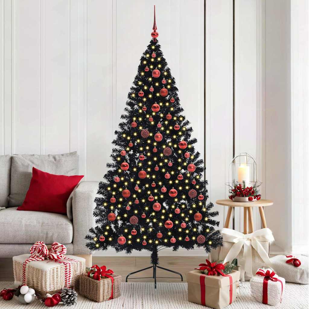 Vidaxx sapin de Noël artificiel illuminé avec 300 LED noir 180 cm PVC