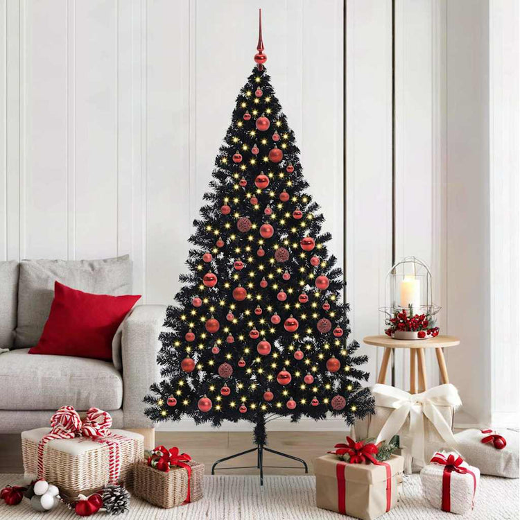 Vidaxx sapin de Noël artificiel illuminé avec 300 LED noir 180 cm PVC