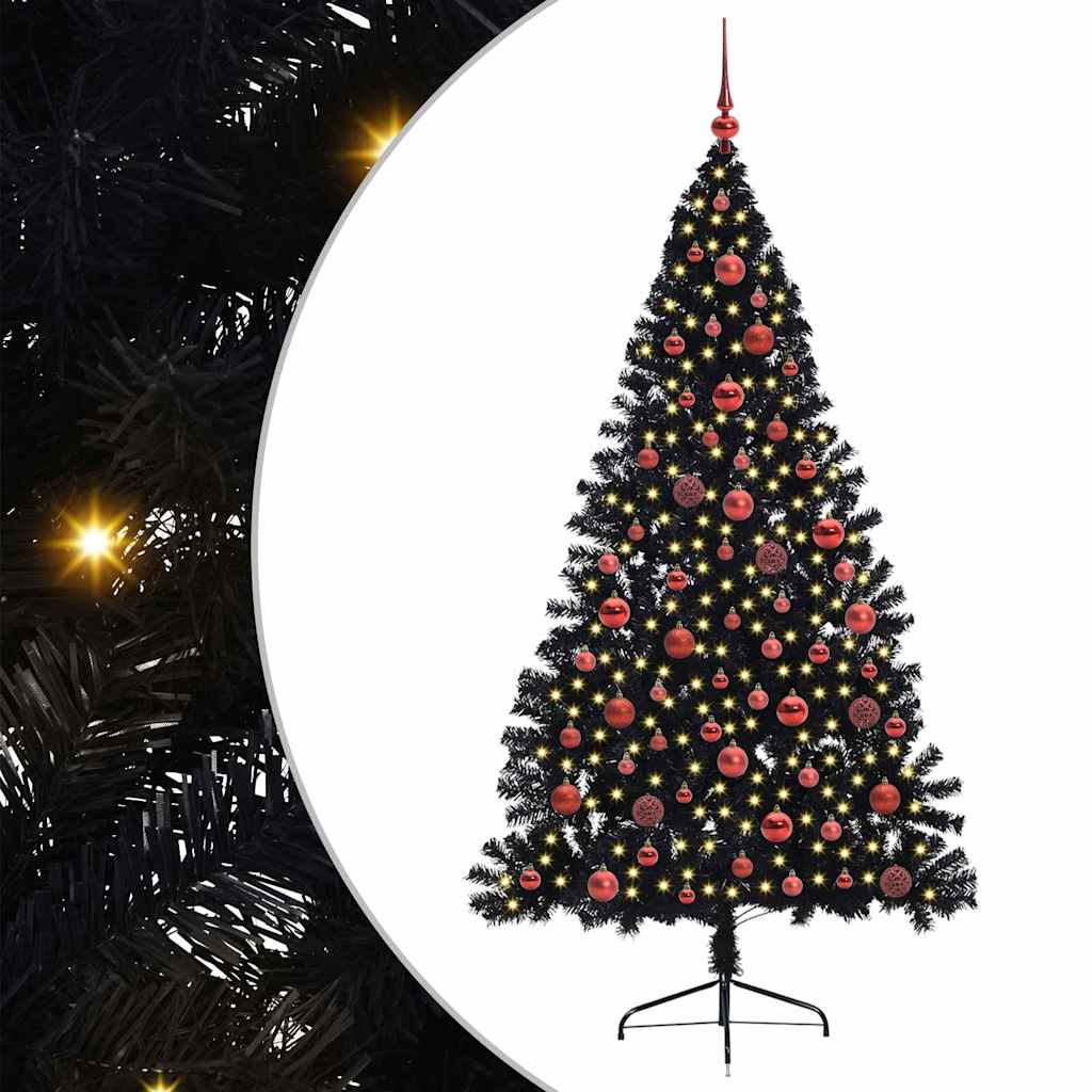Vidaxx sapin de Noël artificiel illuminé avec 300 LED noir 180 cm PVC