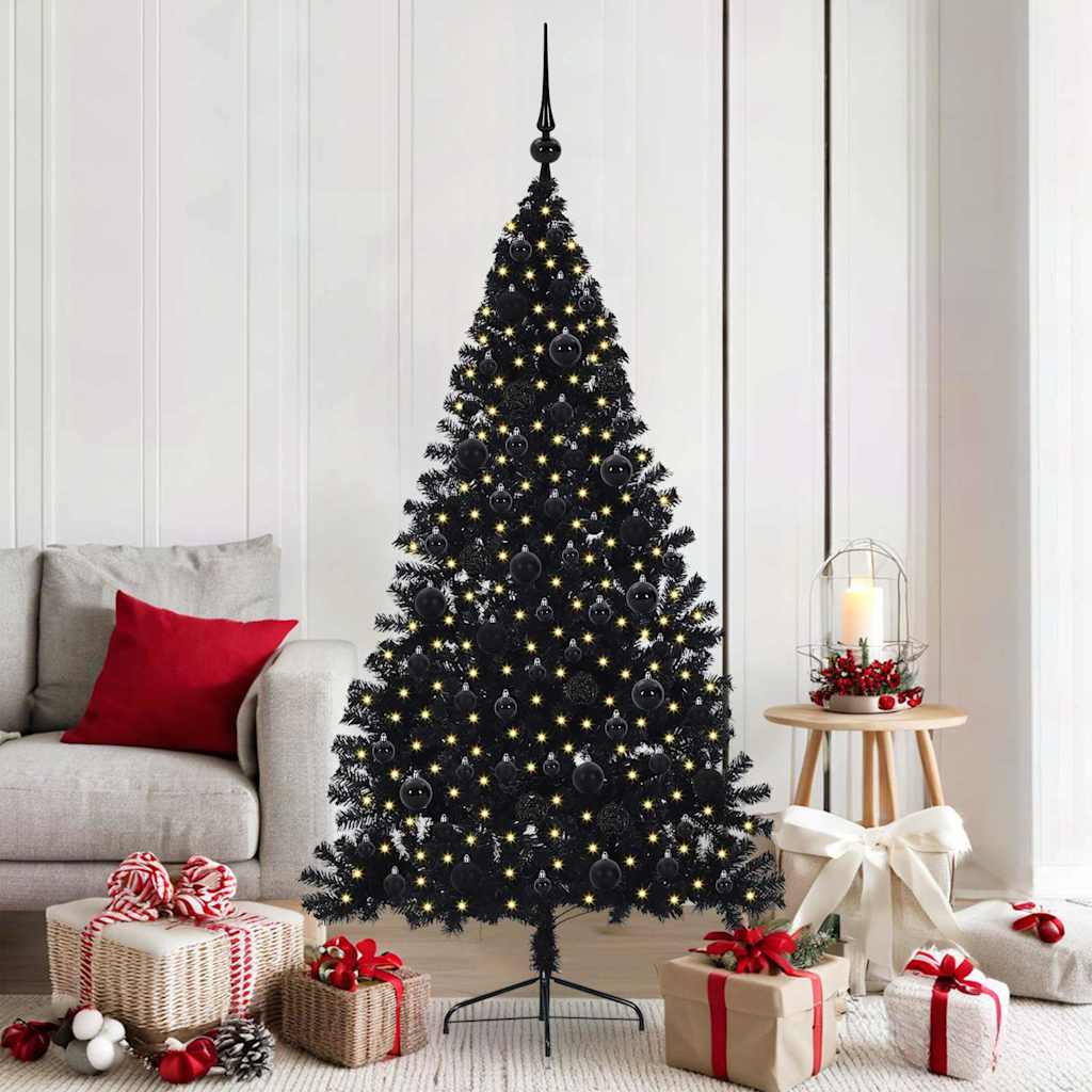 Vidaxx sapin de Noël artificiel illuminé avec 300 LED noir 180 cm PVC