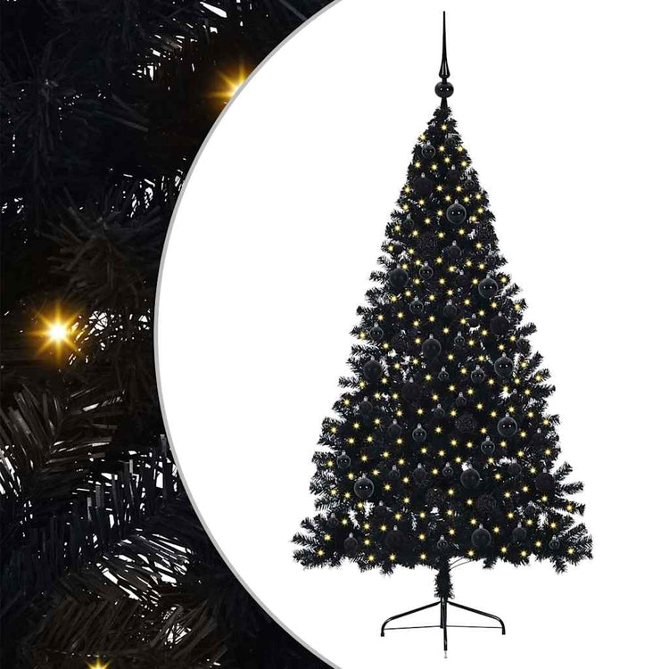 Vidaxx sapin de Noël artificiel illuminé avec 300 LED noir 180 cm PVC
