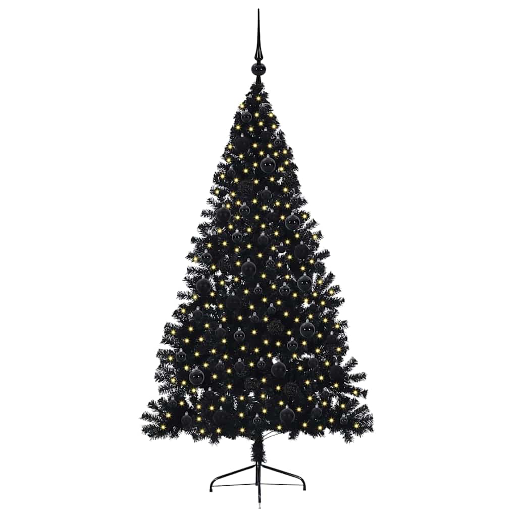 Vidaxx sapin de Noël artificiel illuminé avec 300 LED noir 180 cm PVC