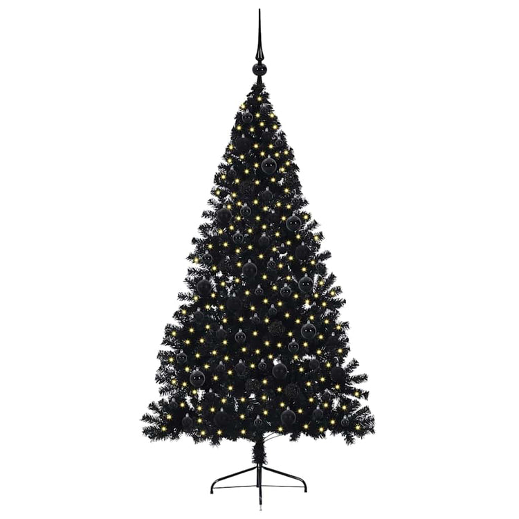 Vidaxx sapin de Noël artificiel illuminé avec 300 LED noir 180 cm PVC