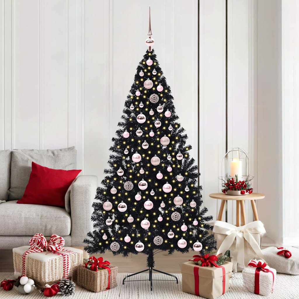 Vidaxx sapin de Noël artificiel illuminé avec 300 LED noir 180 cm PVC