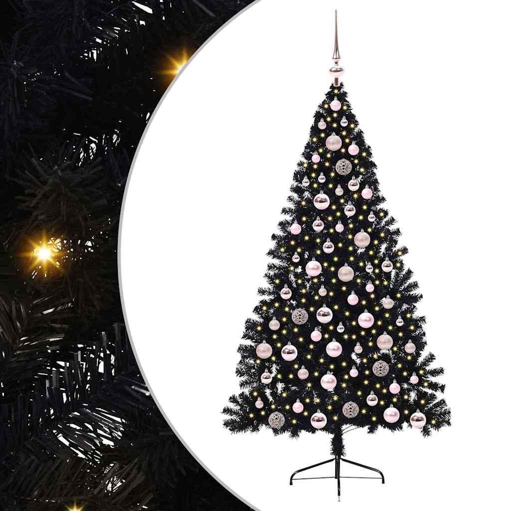 Vidaxx sapin de Noël artificiel illuminé avec 300 LED noir 180 cm PVC