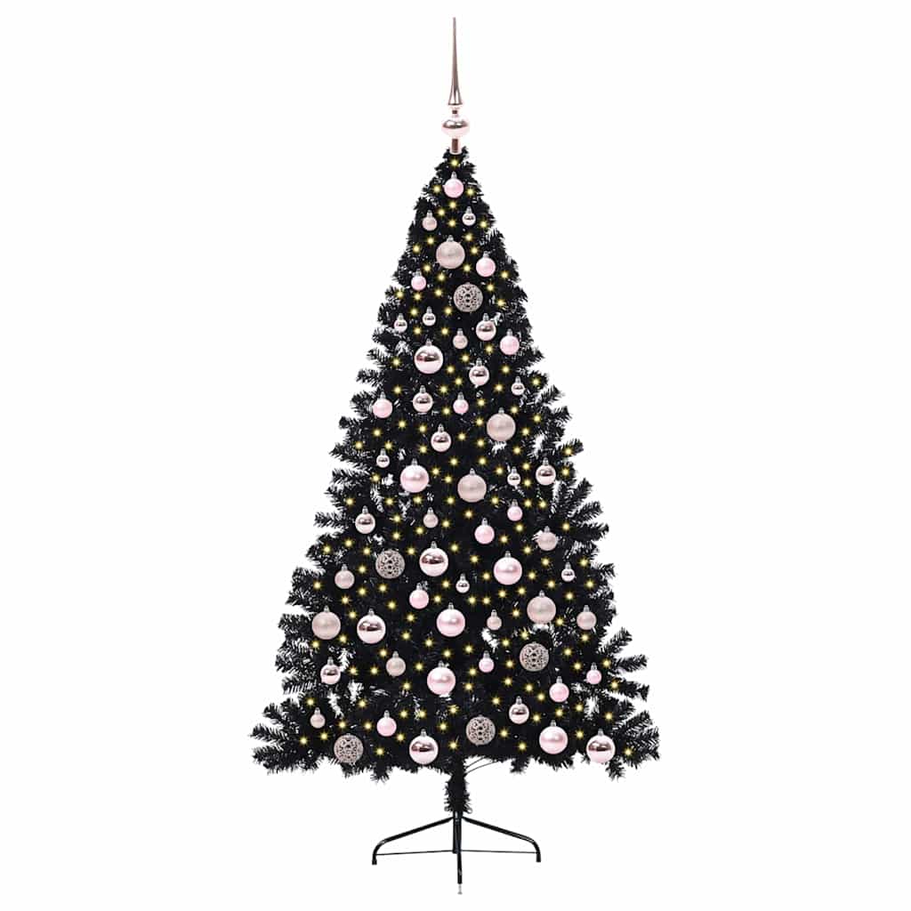 Vidaxx sapin de Noël artificiel illuminé avec 300 LED noir 180 cm PVC