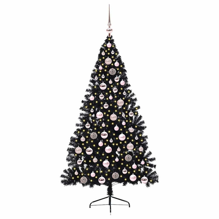 Vidaxx sapin de Noël artificiel illuminé avec 300 LED noir 180 cm PVC