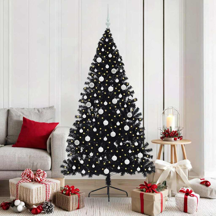 Vidaxx sapin de Noël artificiel illuminé avec 300 LED noir 180 cm PVC