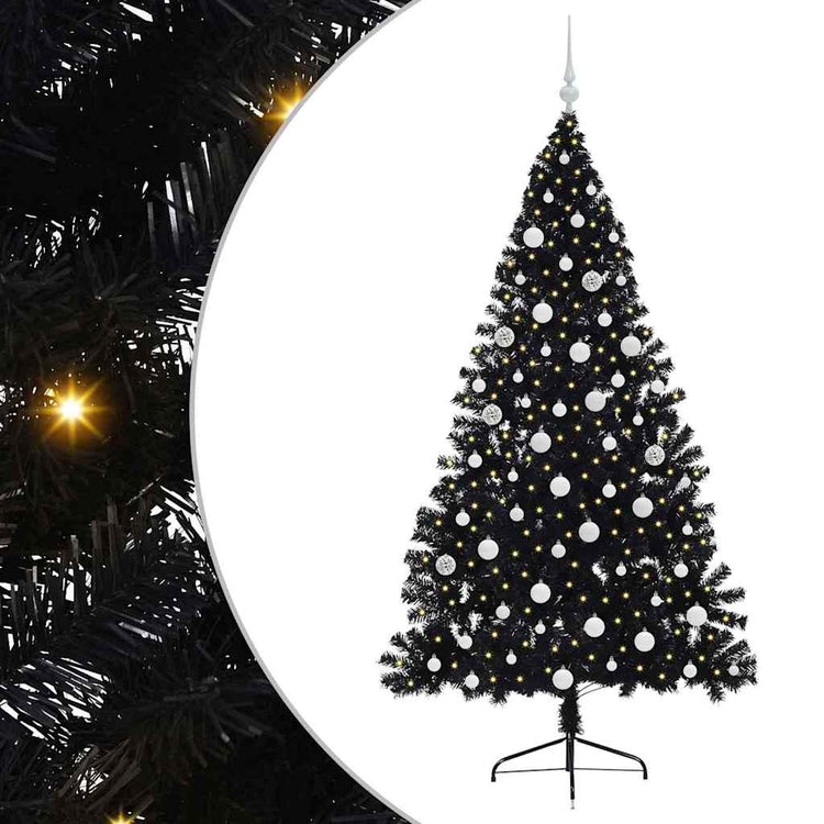 Vidaxx sapin de Noël artificiel illuminé avec 300 LED noir 180 cm PVC