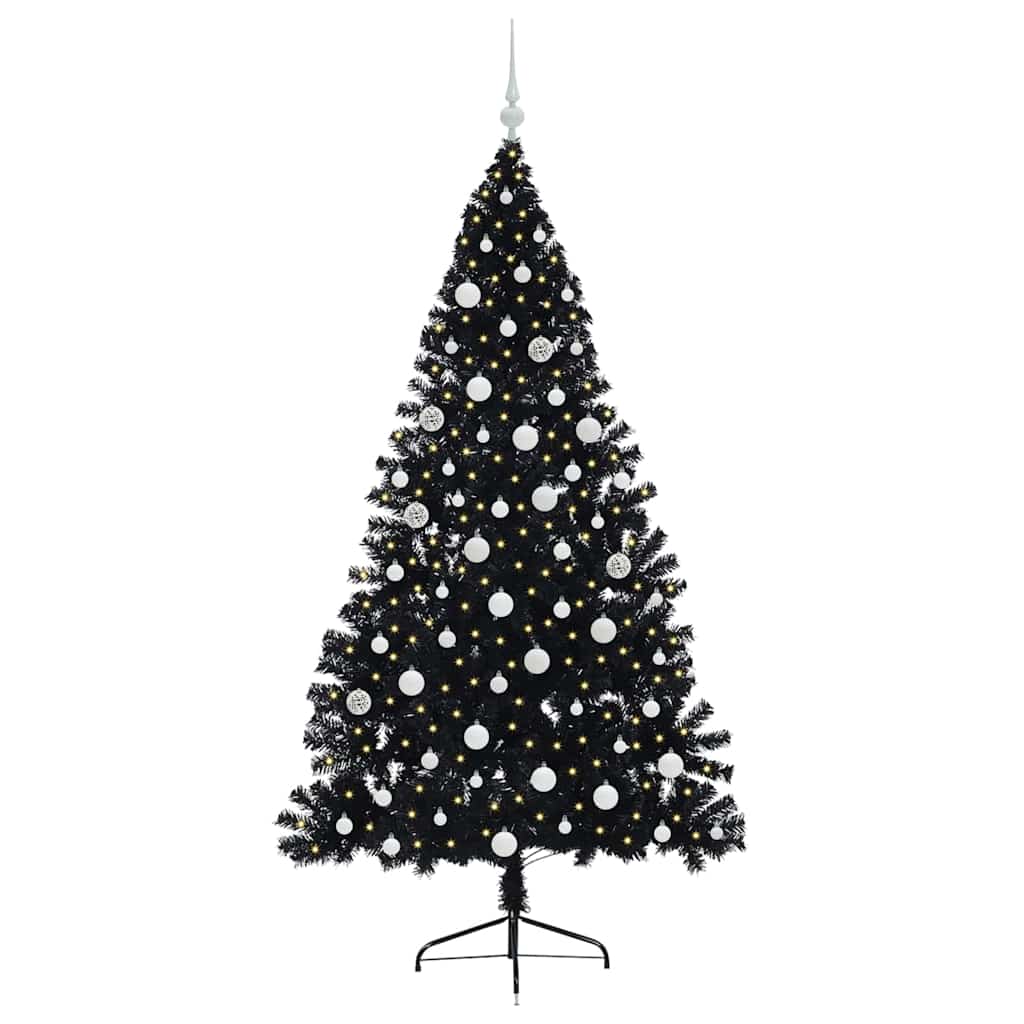 Vidaxx sapin de Noël artificiel illuminé avec 300 LED noir 180 cm PVC