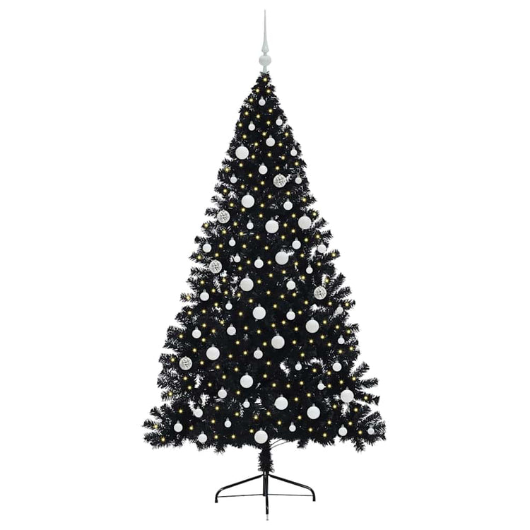 Vidaxx sapin de Noël artificiel illuminé avec 300 LED noir 180 cm PVC