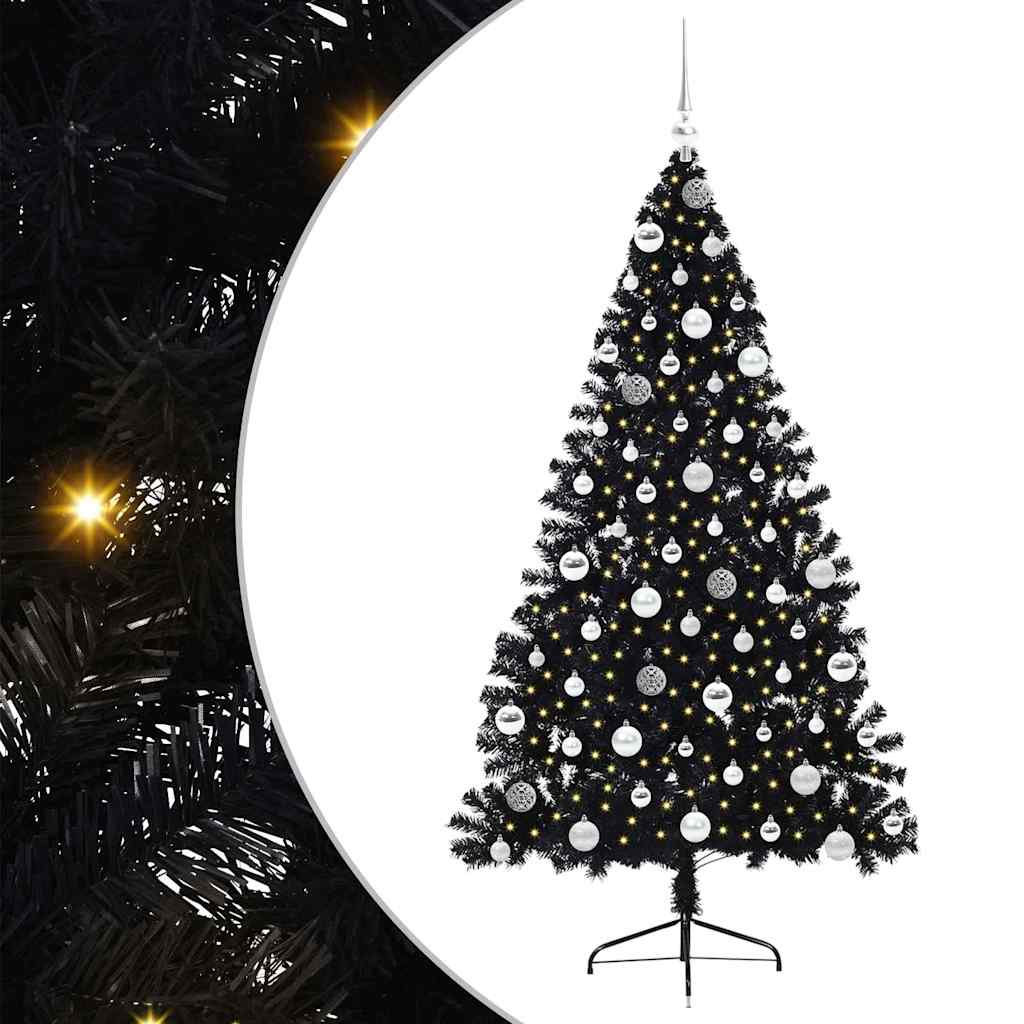 Vidaxx sapin de Noël artificiel illuminé avec 300 LED noir 180 cm PVC