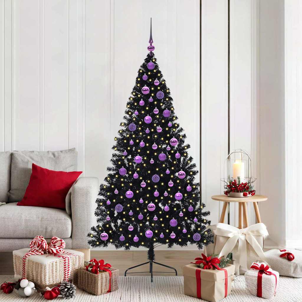 Vidaxx sapin de Noël artificiel illuminé avec 300 LED noir 180 cm PVC