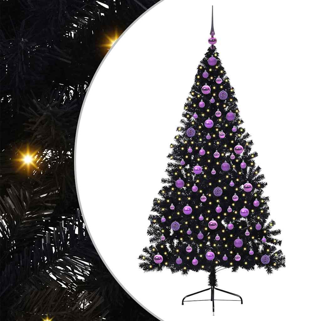 Vidaxx sapin de Noël artificiel illuminé avec 300 LED noir 180 cm PVC