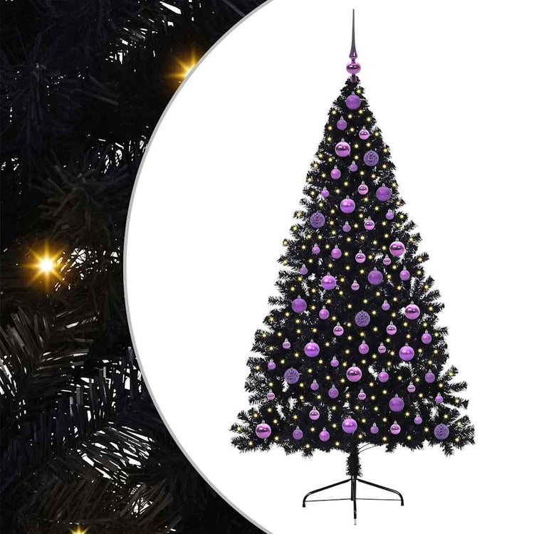Vidaxx sapin de Noël artificiel illuminé avec 300 LED noir 180 cm PVC