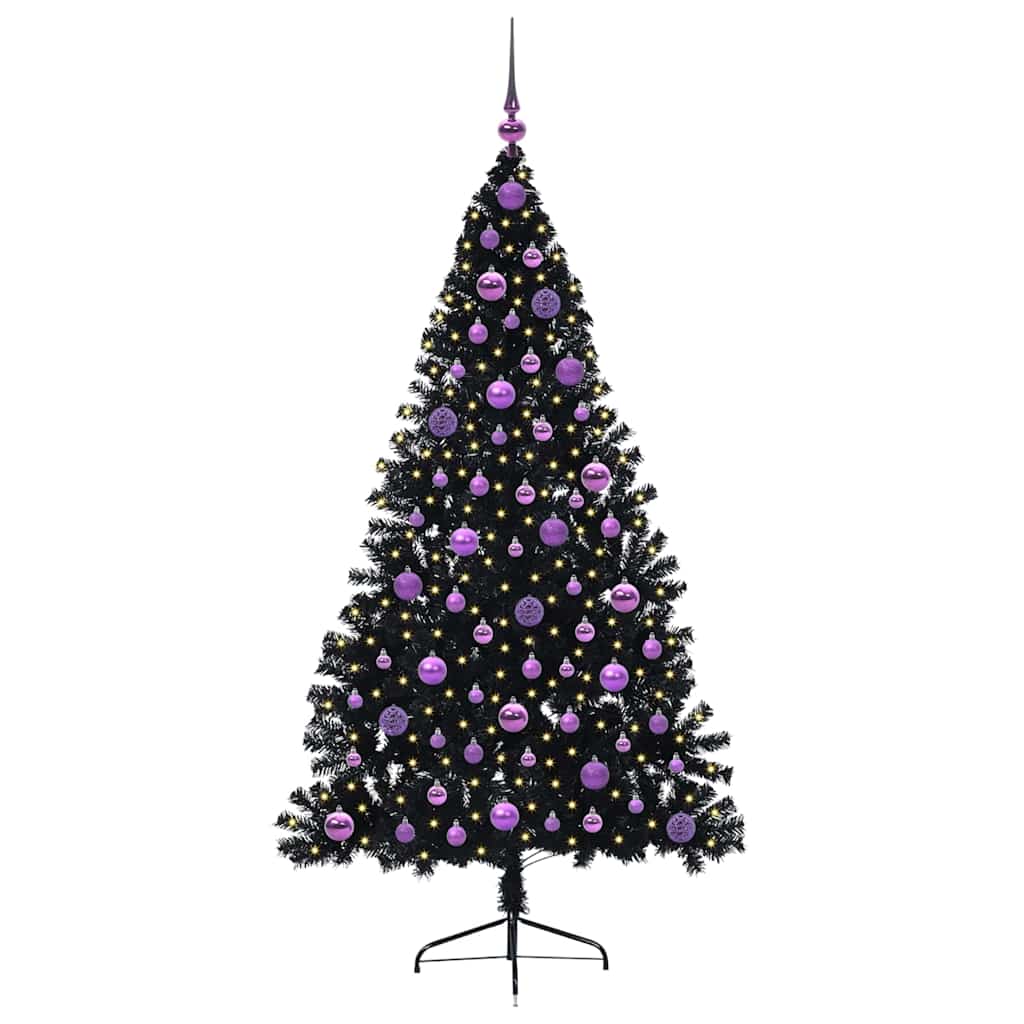 Vidaxx sapin de Noël artificiel illuminé avec 300 LED noir 180 cm PVC