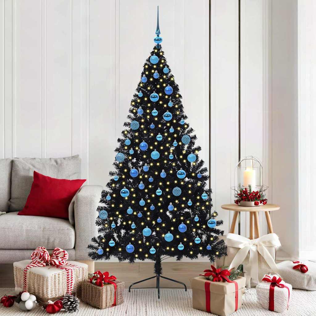 Vidaxx sapin de Noël artificiel illuminé avec 300 LED noir 180 cm PVC