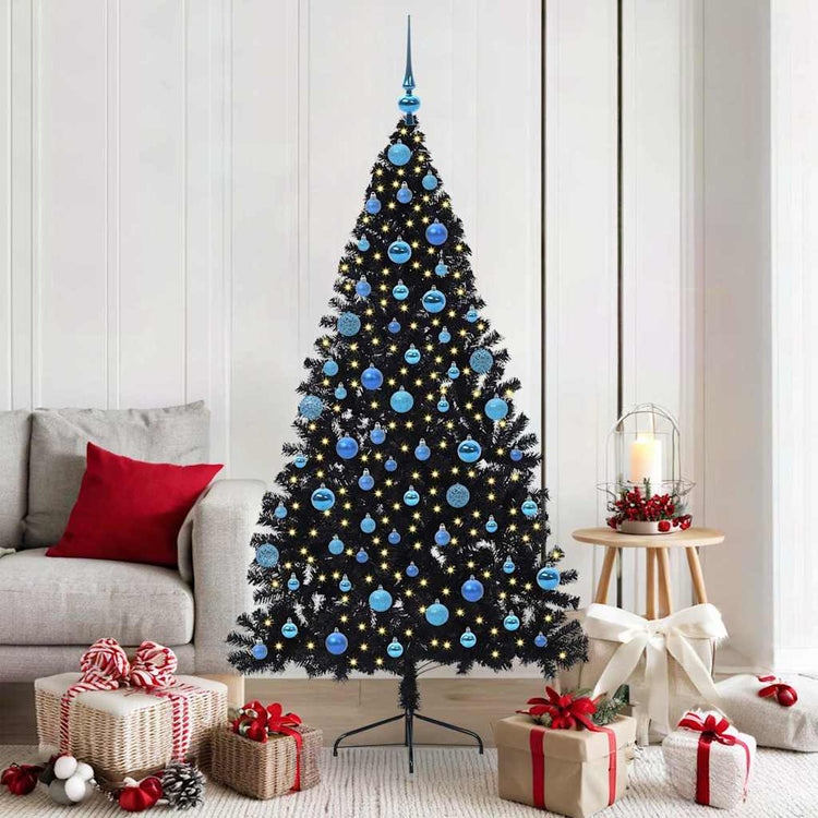 Vidaxx sapin de Noël artificiel illuminé avec 300 LED noir 180 cm PVC