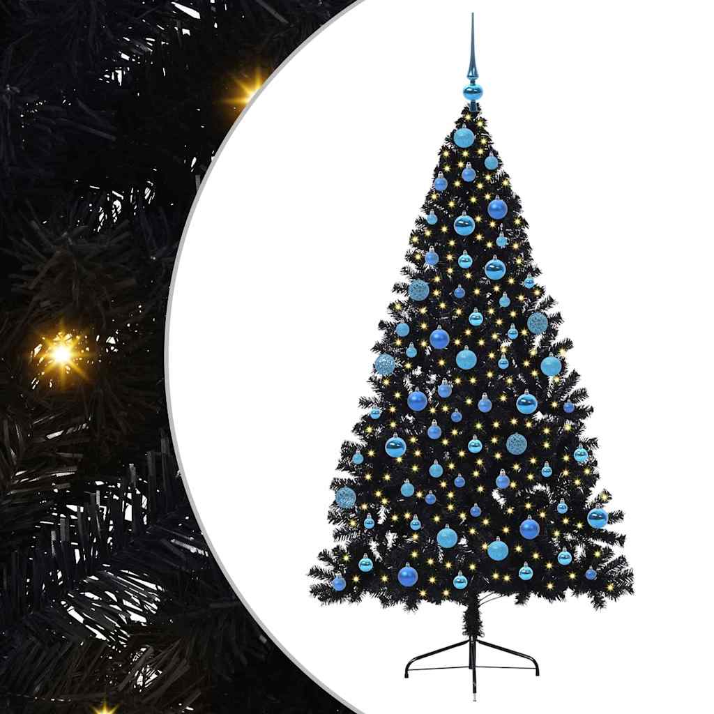 Vidaxx sapin de Noël artificiel illuminé avec 300 LED noir 180 cm PVC