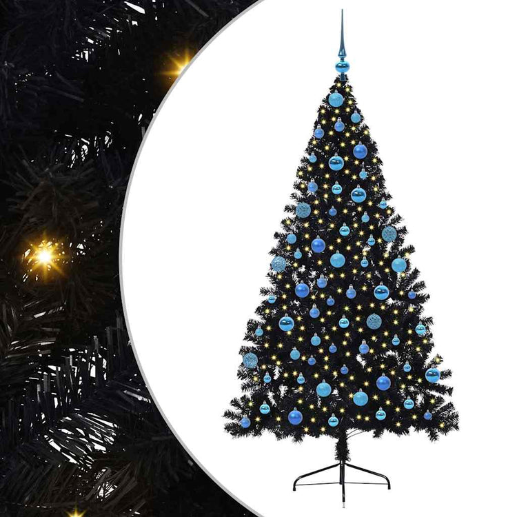 Vidaxx sapin de Noël artificiel illuminé avec 300 LED noir 180 cm PVC