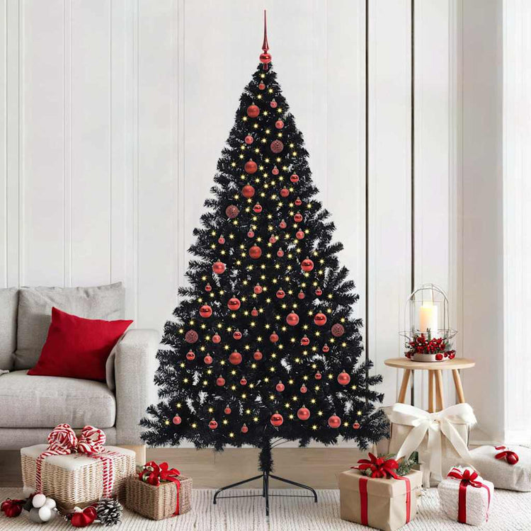 VidaXL sapin de Noël artificiel illuminé avec 300 LED noir 210 cm PVC