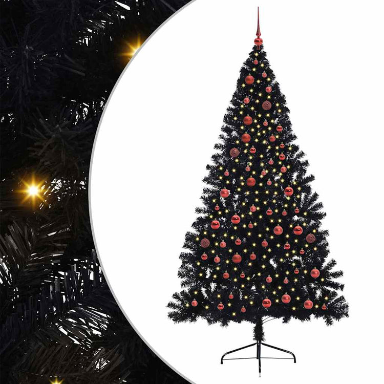 VidaXL sapin de Noël artificiel illuminé avec 300 LED noir 210 cm PVC