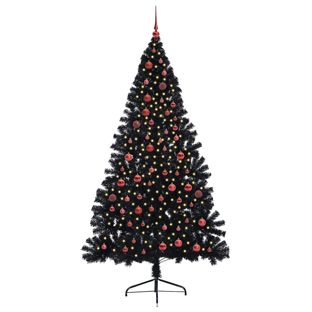 VidaXL sapin de Noël artificiel illuminé avec 300 LED noir 210 cm PVC