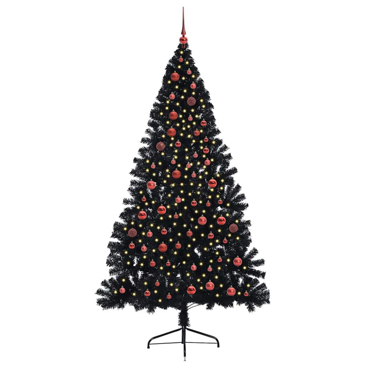 VidaXL sapin de Noël artificiel illuminé avec 300 LED noir 210 cm PVC