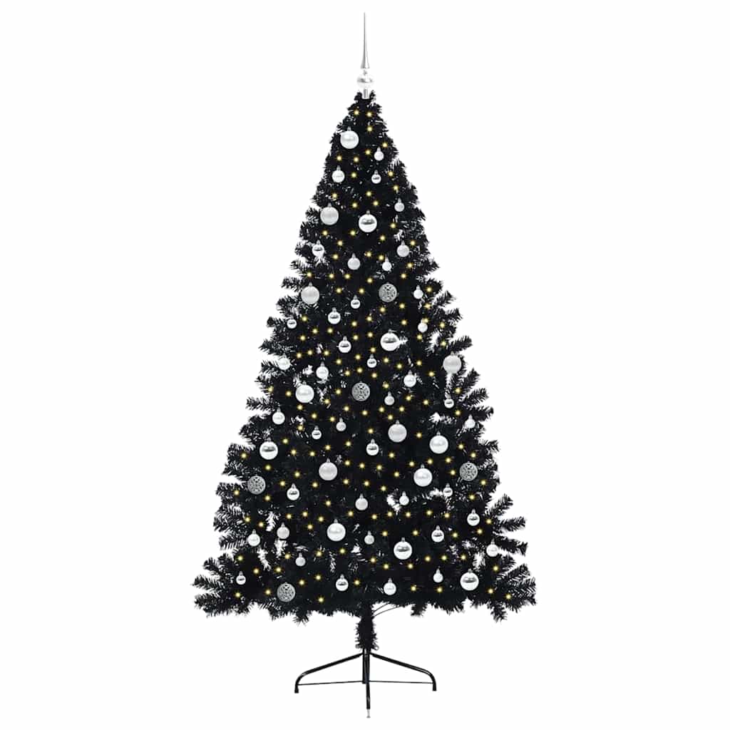 VidaXL sapin de Noël artificiel illuminé avec 300 LED noir 210 cm PVC