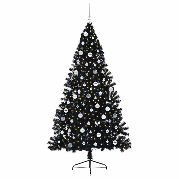 VidaXL sapin de Noël artificiel illuminé avec 300 LED noir 210 cm PVC