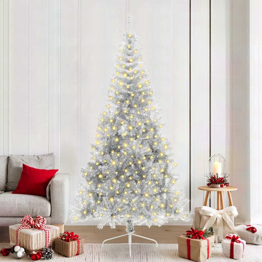 Vidaxx sapin de Noël artificiel illuminé avec 300 LED argent capuchon 210 cm