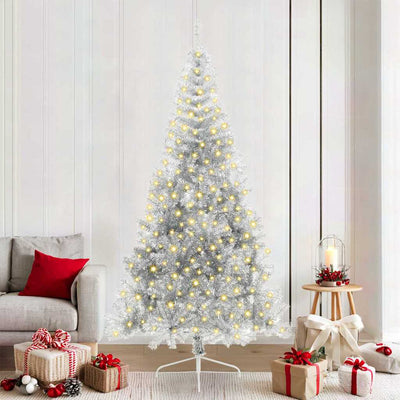 Vidaxx sapin de Noël artificiel illuminé avec 300 LED argent capuchon 210 cm