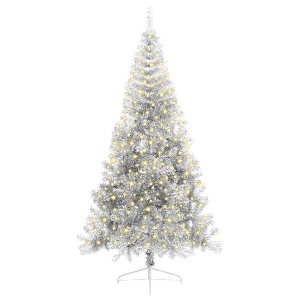 Vidaxx sapin de Noël artificiel illuminé avec 300 LED argent capuchon 210 cm