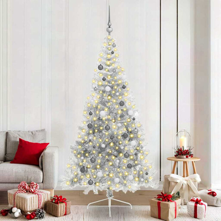 Vidaxx sapin de Noël artificiel illuminé avec 300 LED argent capuchon 210 cm