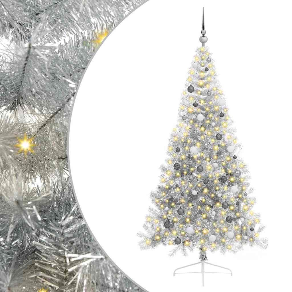 Vidaxx sapin de Noël artificiel illuminé avec 300 LED argent capuchon 210 cm