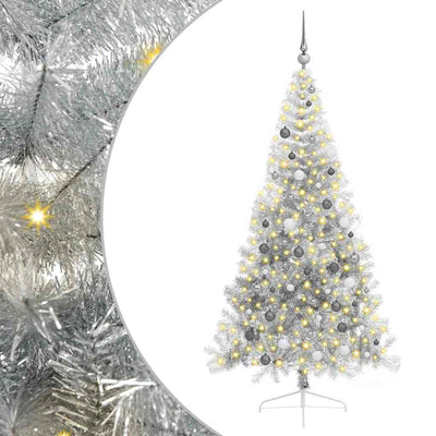 Vidaxx sapin de Noël artificiel illuminé avec 300 LED argent capuchon 210 cm