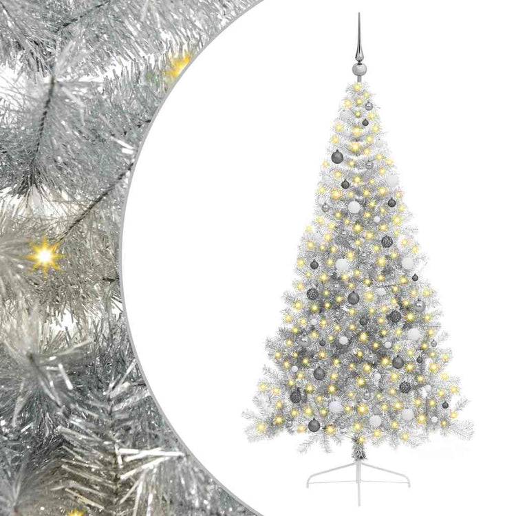Vidaxx sapin de Noël artificiel illuminé avec 300 LED argent capuchon 210 cm