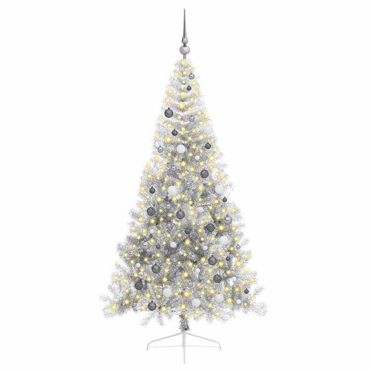 Vidaxx sapin de Noël artificiel illuminé avec 300 LED argent capuchon 210 cm