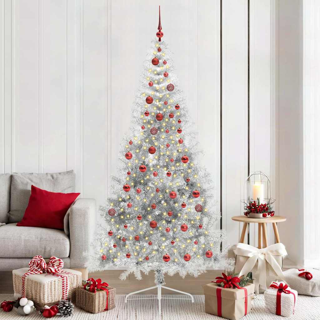 Vidaxx sapin de Noël artificiel illuminé avec 300 LED argent capuchon 210 cm