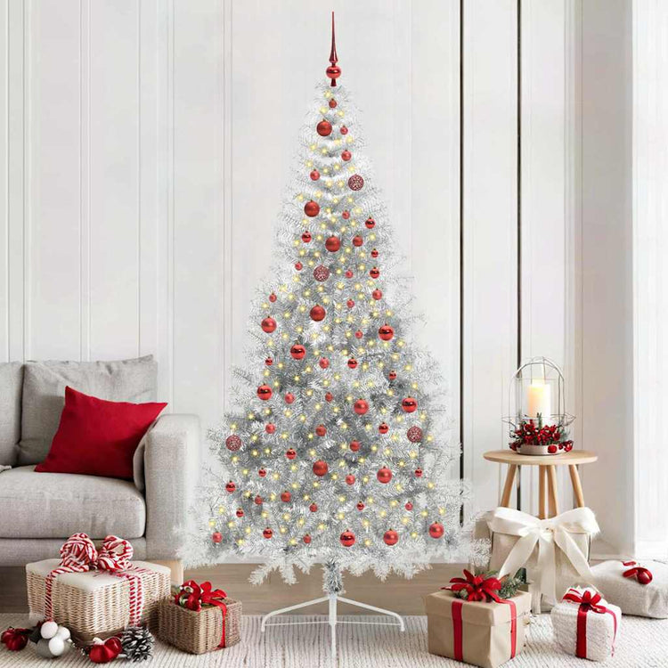 Vidaxx sapin de Noël artificiel illuminé avec 300 LED argent capuchon 210 cm