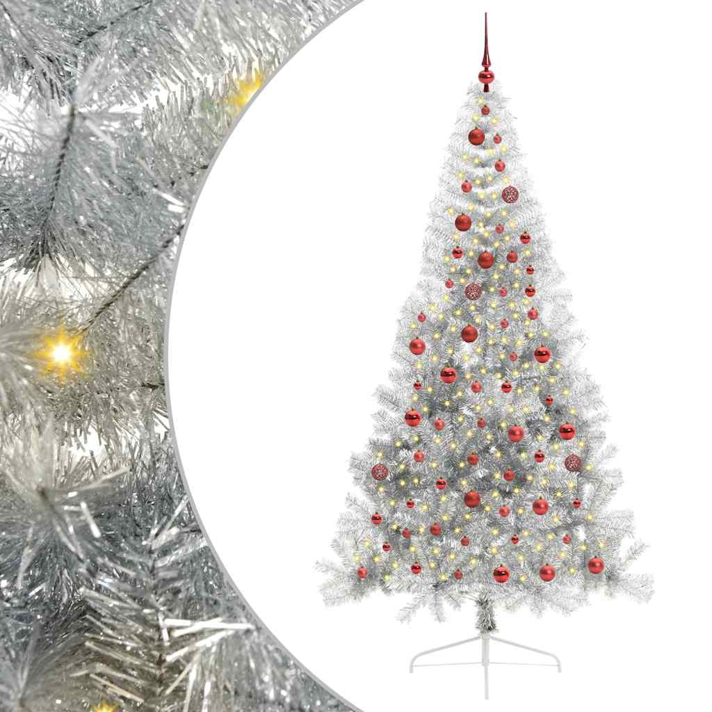 Vidaxx sapin de Noël artificiel illuminé avec 300 LED argent capuchon 210 cm