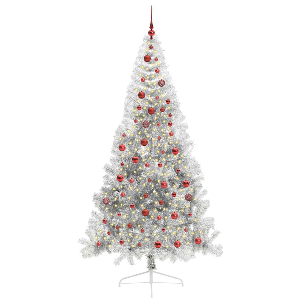 Vidaxx sapin de Noël artificiel illuminé avec 300 LED argent capuchon 210 cm