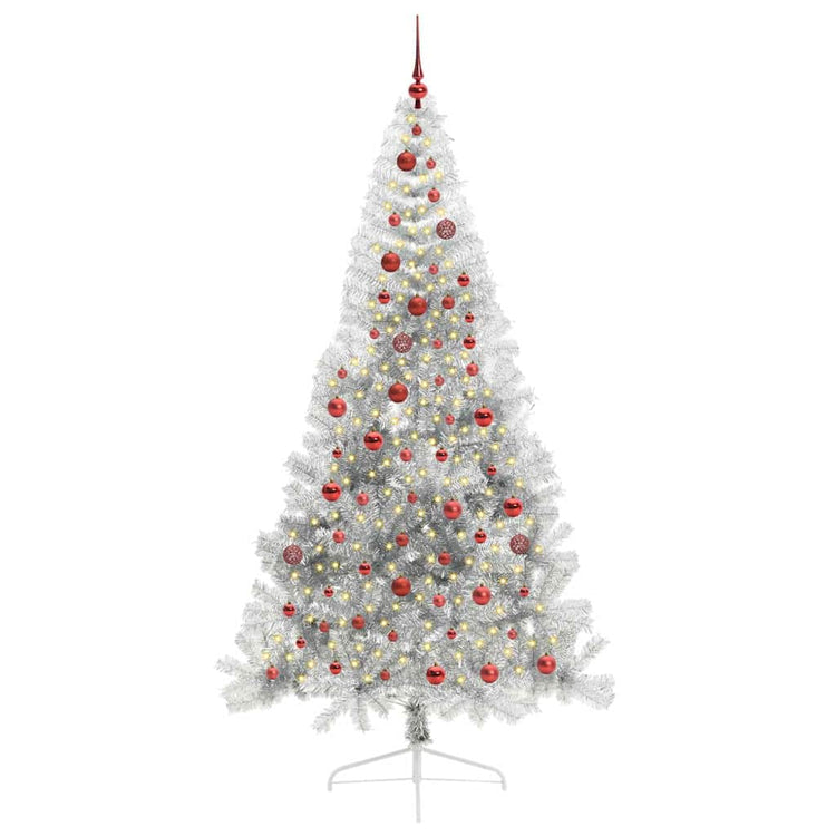 Vidaxx sapin de Noël artificiel illuminé avec 300 LED argent capuchon 210 cm