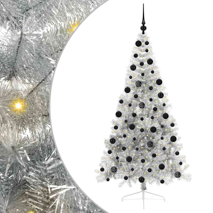 Vidaxx sapin de Noël artificiel illuminé avec 300 LED argent capuchon 210 cm