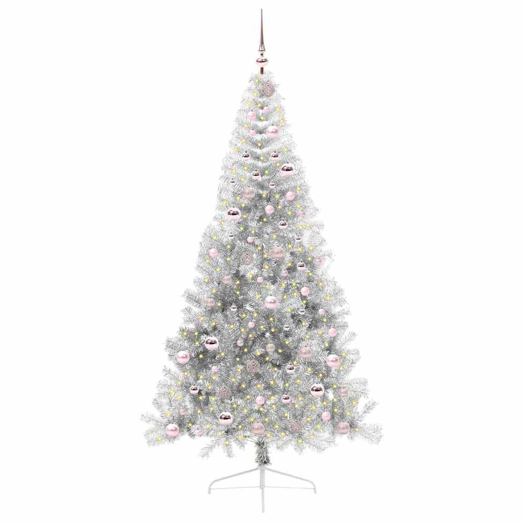 Vidaxx sapin de Noël artificiel illuminé avec 300 LED argent capuchon 210 cm