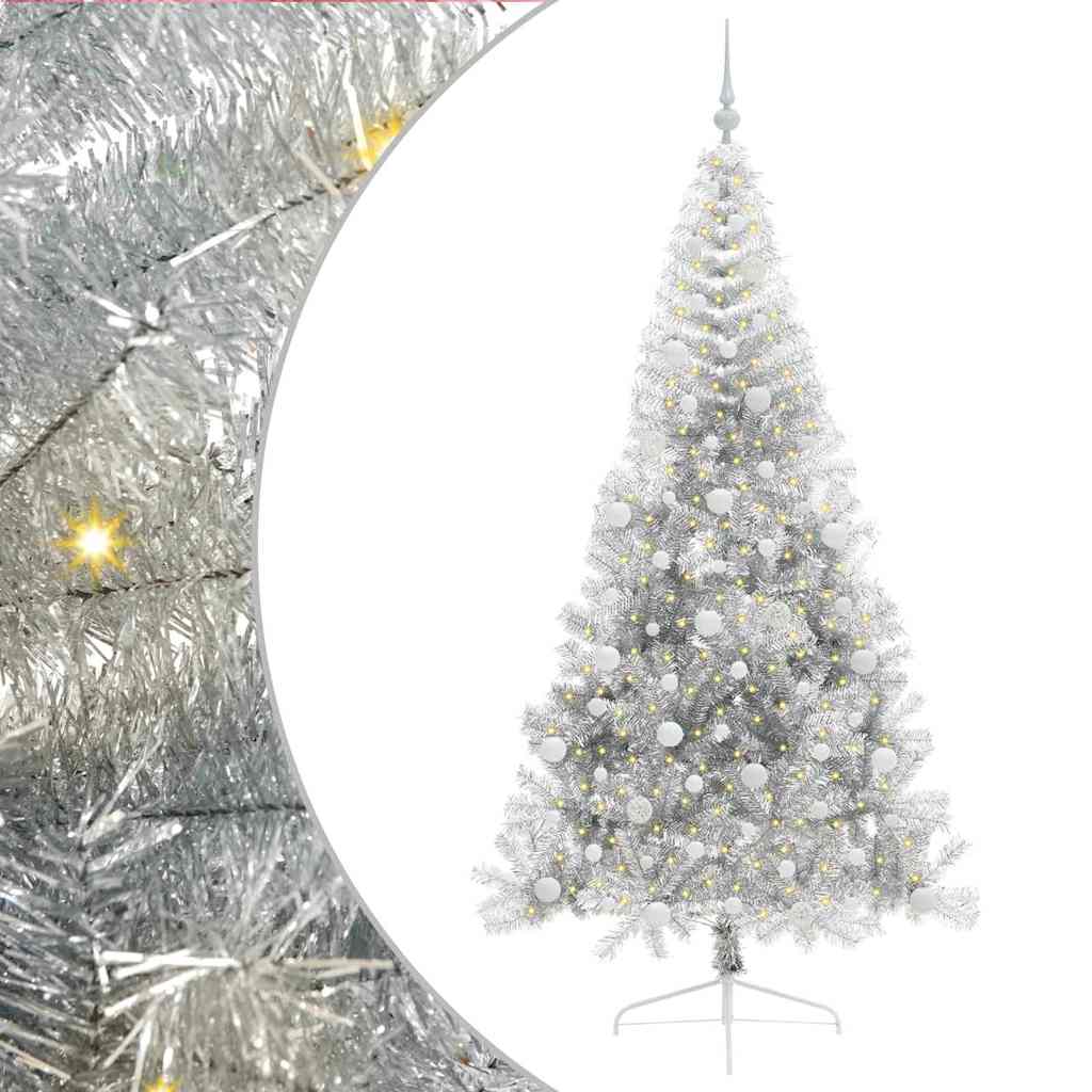 Vidaxx sapin de Noël artificiel illuminé avec 300 LED argent capuchon 210 cm